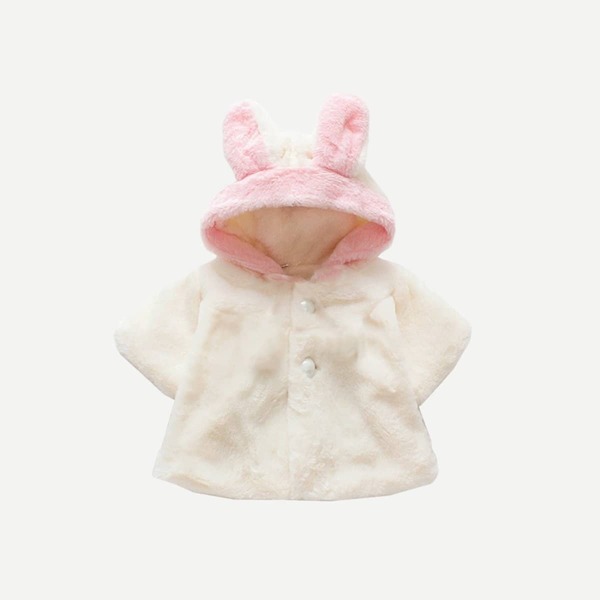 

Toddler Girls Contrast Panel Rabbit Hooded Teddy Coat