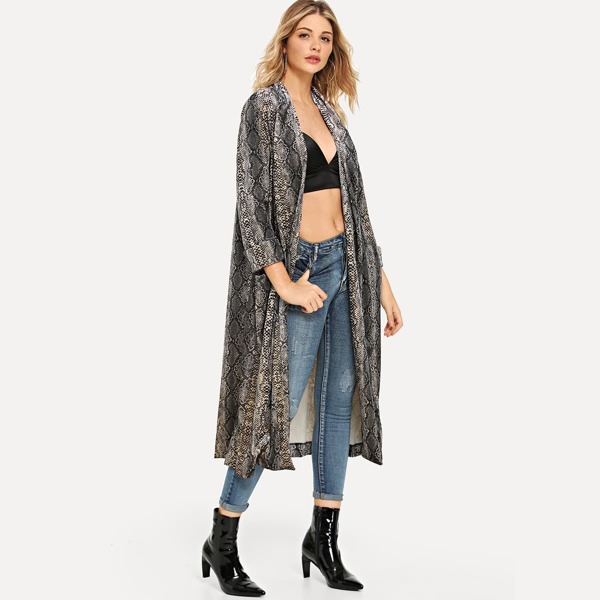 

Snake Print Longline Coat, Multicolor