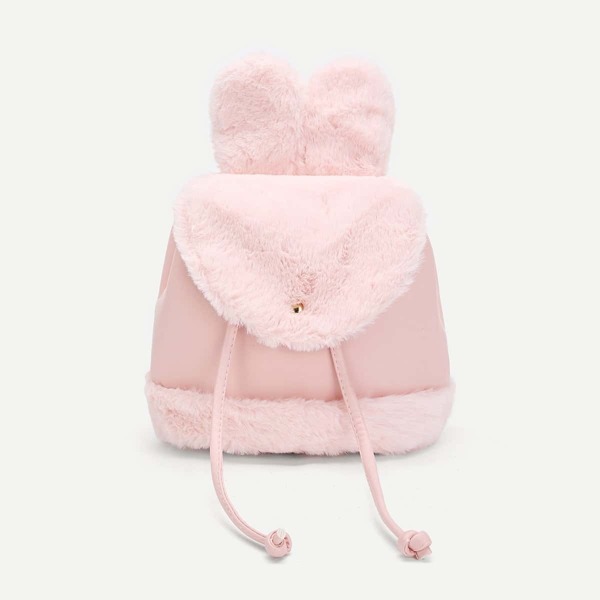 

Girls Ear Design Flap Drawstring Backpack