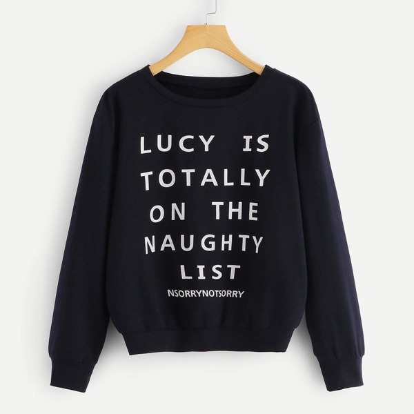 

Slogan Print Front Sweatshirt