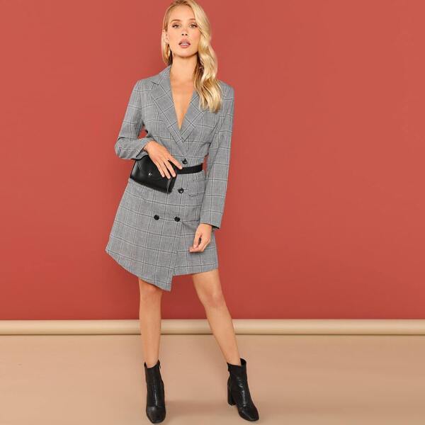 

Double Breasted Glen Plaid Blazer Dress