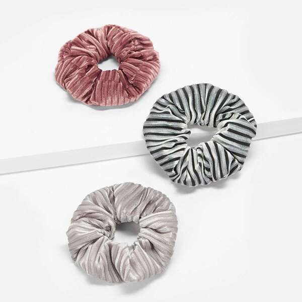 

Striped Elastic Hair Tie 3pcs