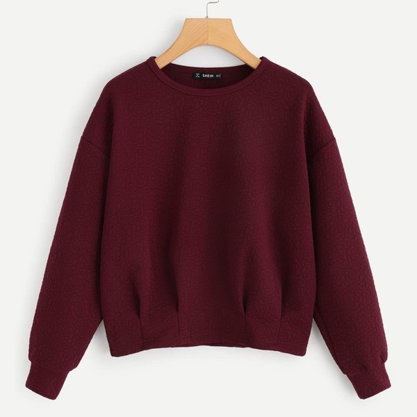 

Pleated Hem Textured Sweatshirt