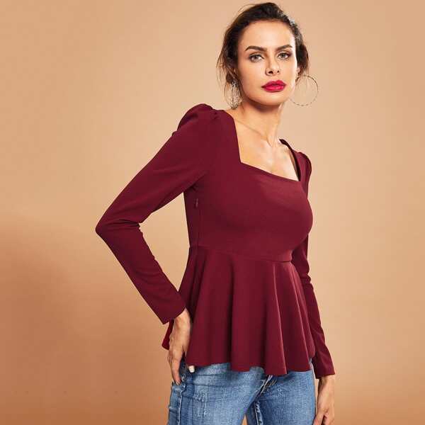 

Square Neck Peplum Tee