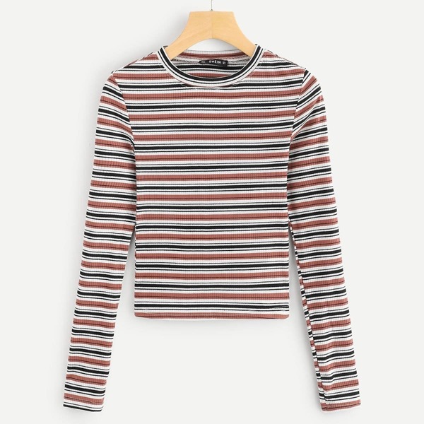 

Colorful Striped Ribbed Tee