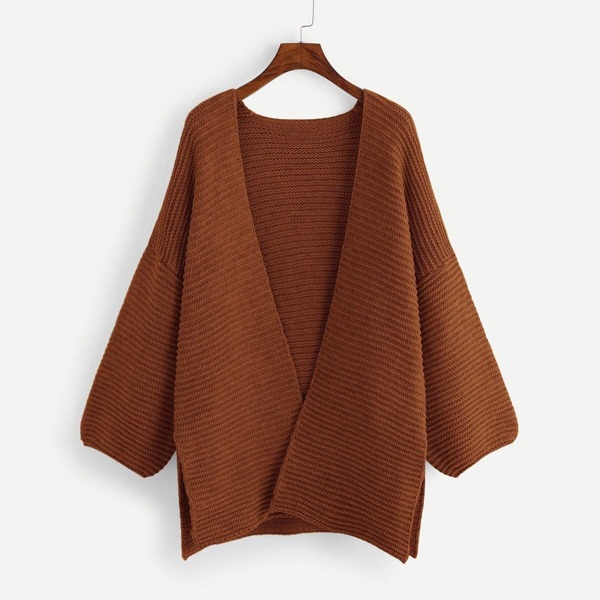 

Plus Slit Side Open Front Cardigan