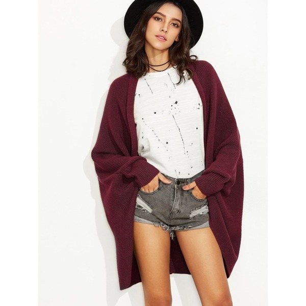 

Open Front Solid Cocoon Cardigan