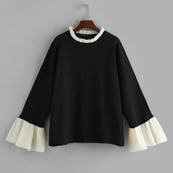 

Plus Bell Sleeve Frilled Neck Jumper
