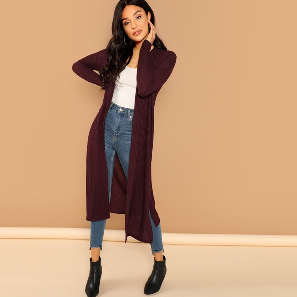 

Open Front Slit Side Longline Coat
