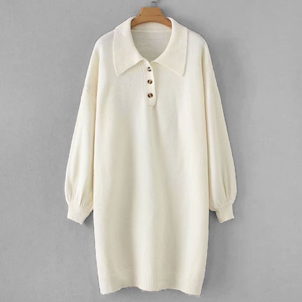 

Drop Shoulder Solid Sweater Dress