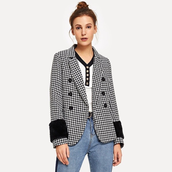 

Double Breasted Houndstooth Outerwear
