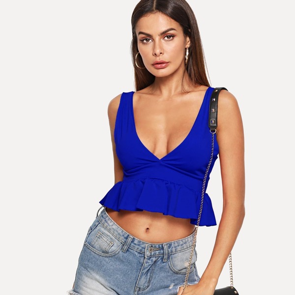 

V-Neckline Ruffle Hem Top