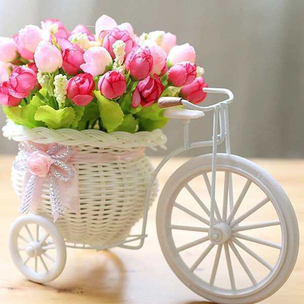 

Artificial Flowers With Bike Basket