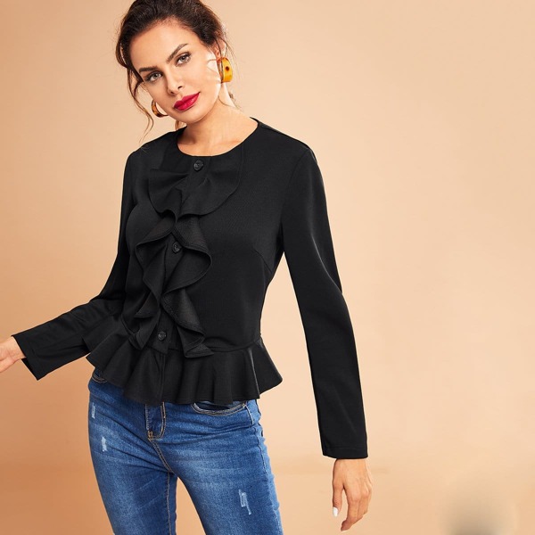 

Ruffle Detail Single Breasted Jacket