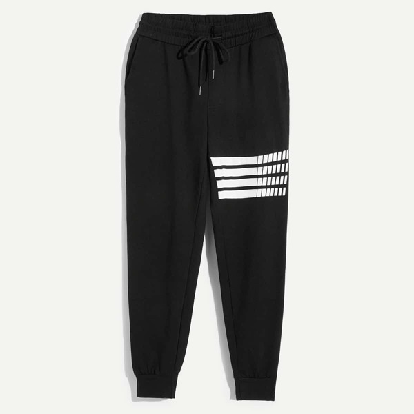 

Men Elastic Waist Drawstring Tape Front Pants