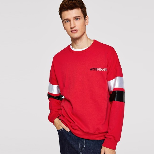 

Men Color Block Letter Pullover