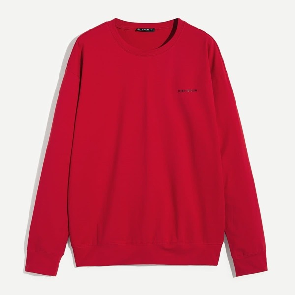 Men Crew Neck Slogan Print Sweatshirt