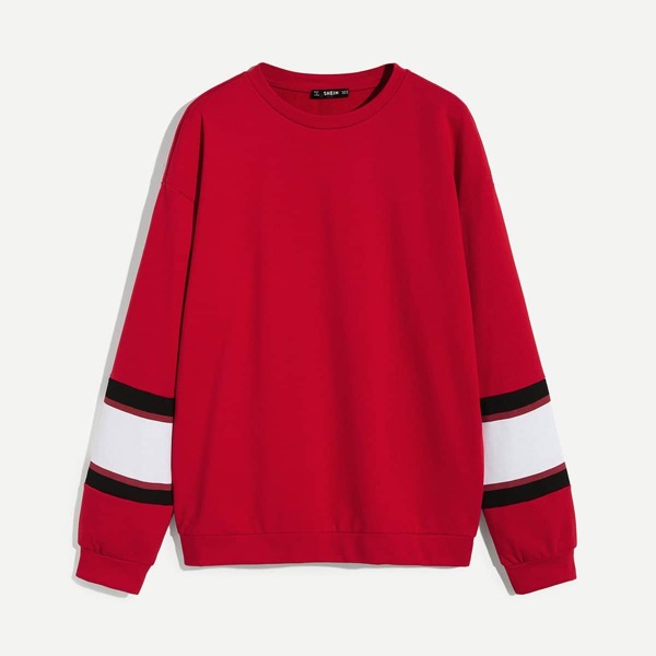 

Men Striped Sleeve Sweatshirt