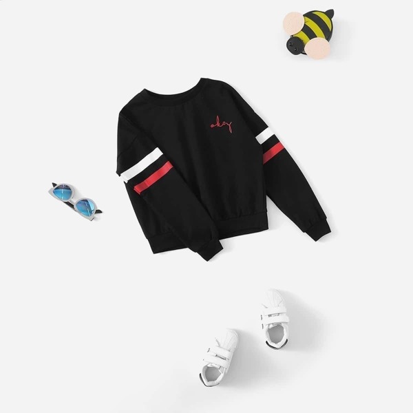 

Girls Striped Sleeve Sweatshirt