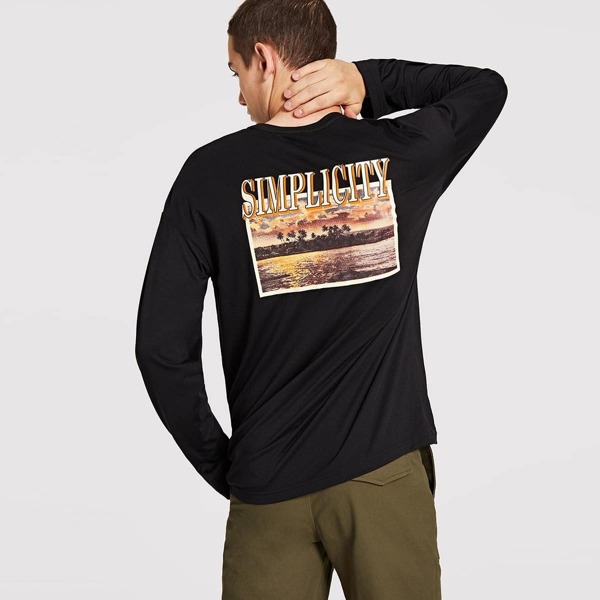 

Men Graphic Letter Print Tee