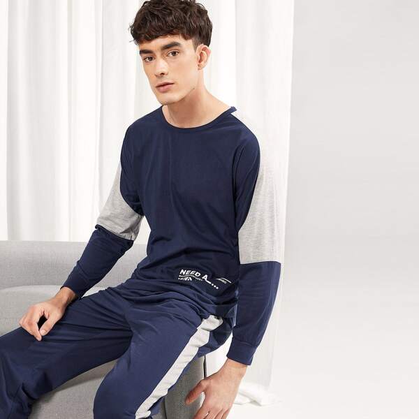 

Men Letter Print Pajama Set