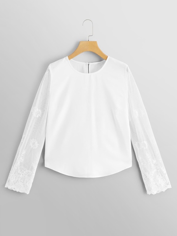 

Mesh Contrast Solid Top, null