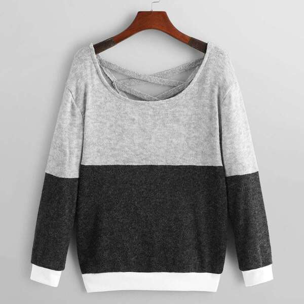 

Criss Cross Colorblock Sweater