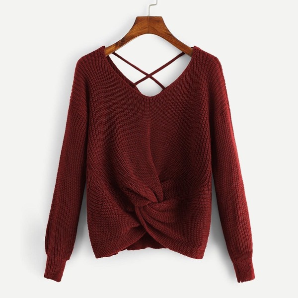 

Twist Detail V-Neck Sweater