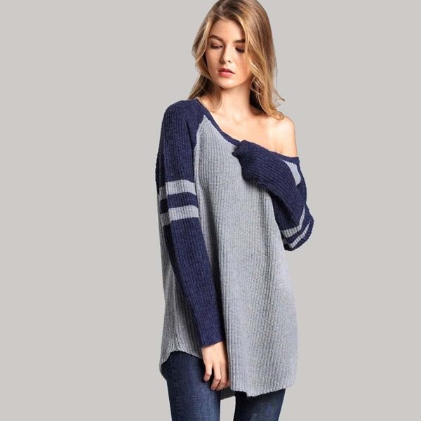 

Raglan Sleeve Striped Sweater
