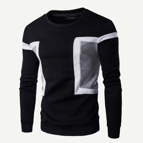 

Men Crew Neck Color Block Sweatshirt