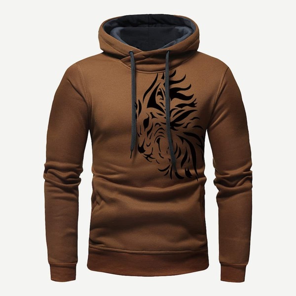 

Men Abstract Print Drawstring Hoodie