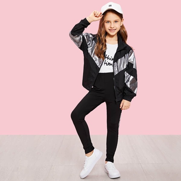 

Girls Zip Up Color Block Jacket, Multicolor