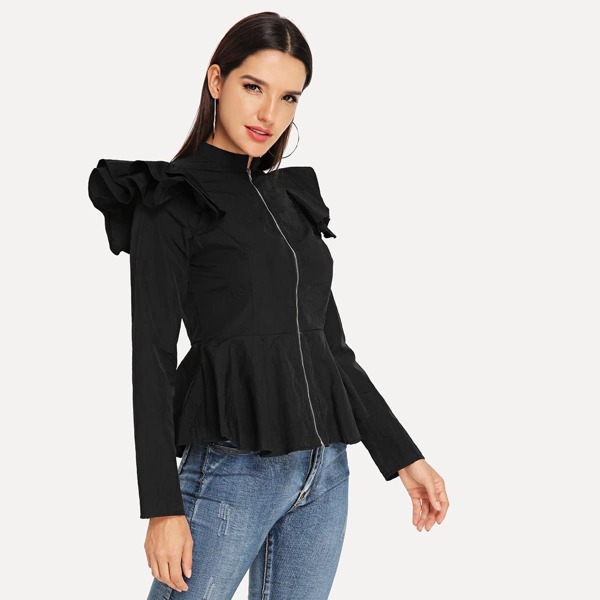 

Zip Up Peplum Coat