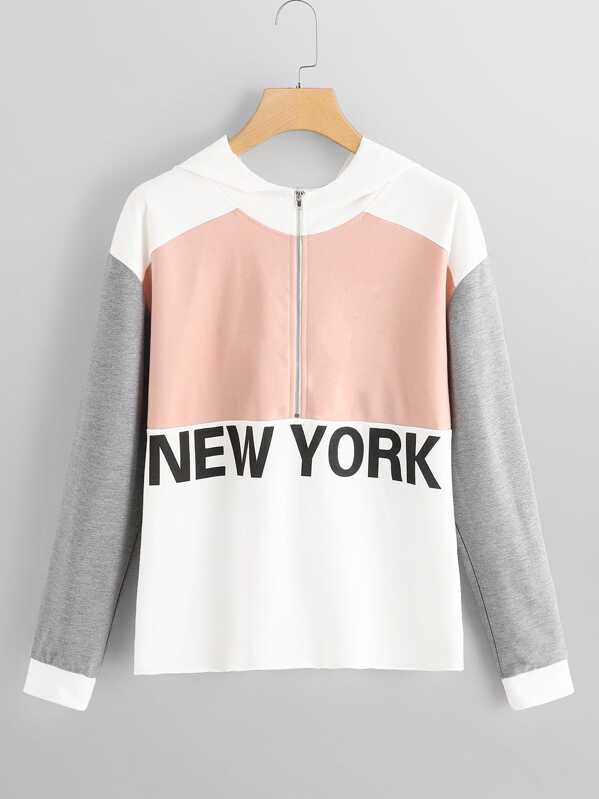 

Цветной блок Letter Print Толстовка, null