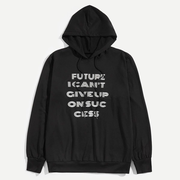 

Men Drawstring Letter Print Hoodie
