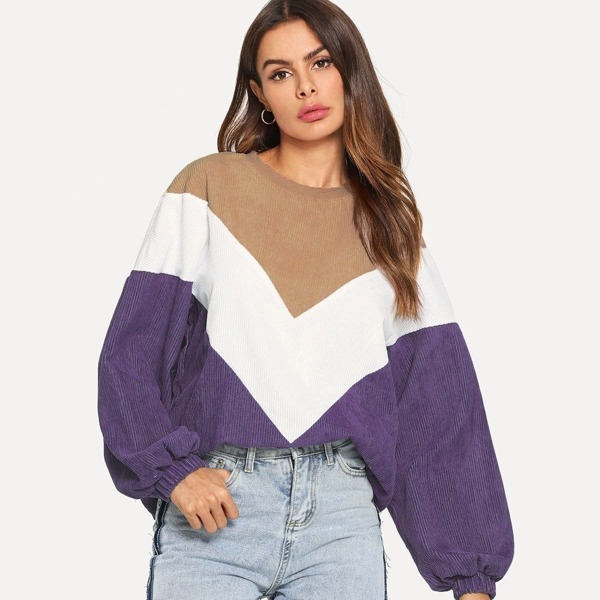 

Cut and Sew Chevron Sweatshirt, Multicolor