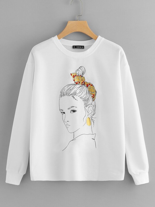 

Figure Print Sweatshirt, White