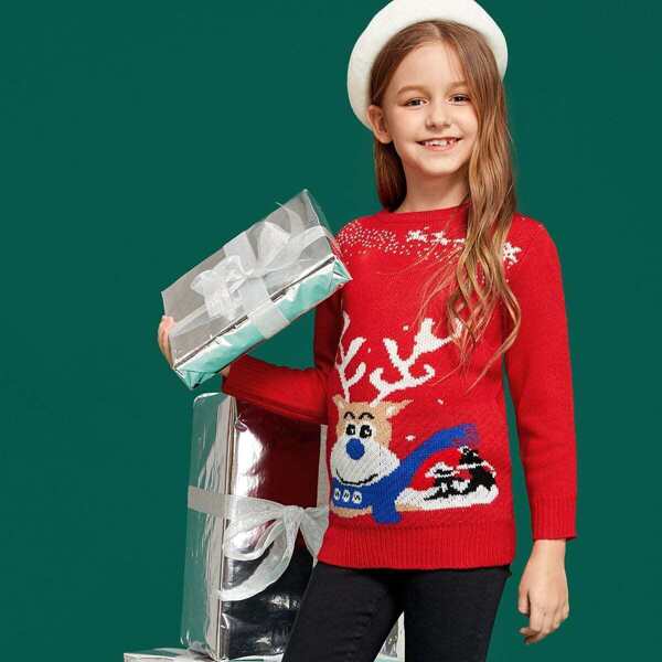 

Girls Christmas Elk Sweater