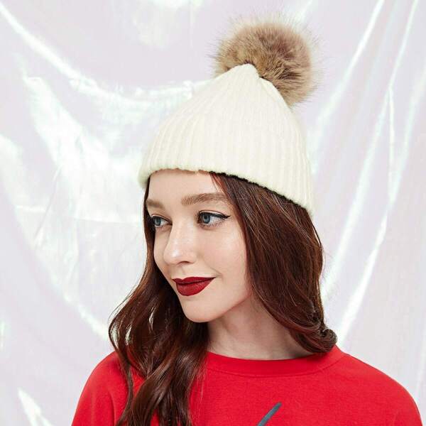 

Pom Pom Decorated Beanie Hat