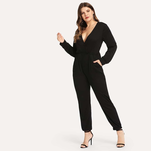 

Plus Solid V-Neck Jumpsuit