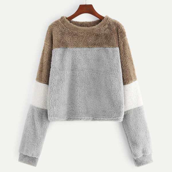 

Color-block Teddy Sweatshirt