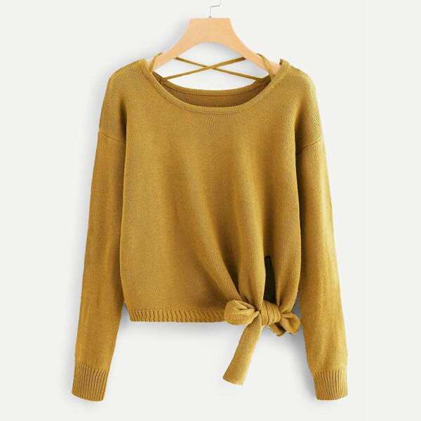 

Knot Side Criss Cross Back Sweater