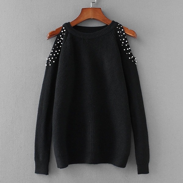 

Beaded Detail Open Shoulder Sweater