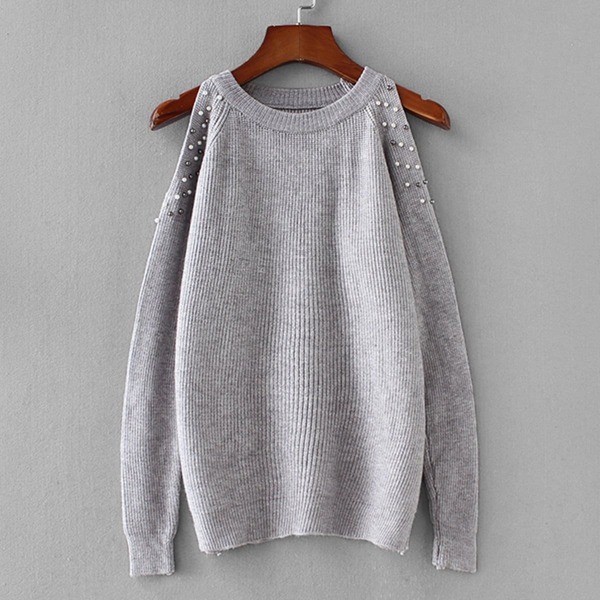 

Beaded Detail Open Shoulder Sweater