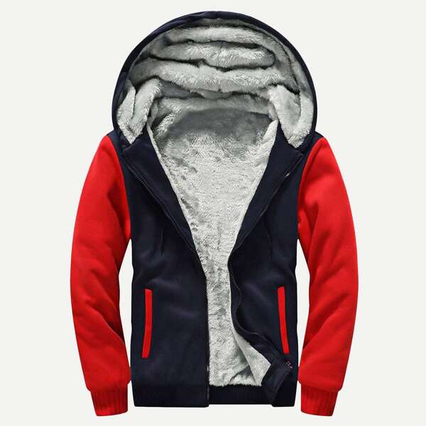 

Men Color Block Hooded Coat