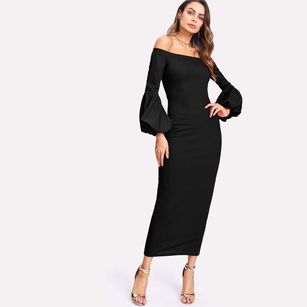 

Lantern Sleeve Bardot Dress