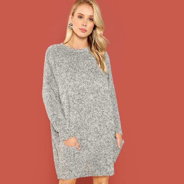 

Pocket Front Solid Teddy Dress