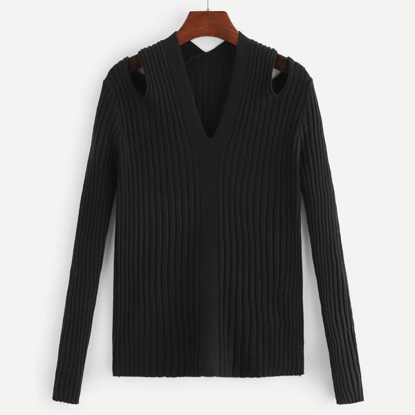 

Cutout Rib Knit Jumper