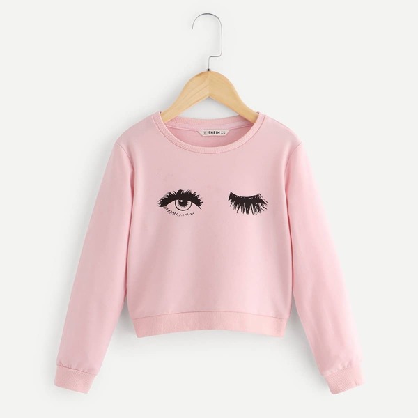

Girls Eye and Eyelash Print Sweatshirt