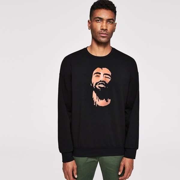 

Men Crew Neck Figure Print Sweatshirt